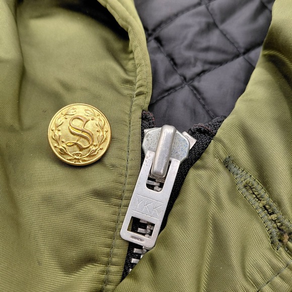 50s Horace Small TUFFY JAC Nylon Jacket 40R Waterbury Brass Buttons USA Green - Picture 11 of 13